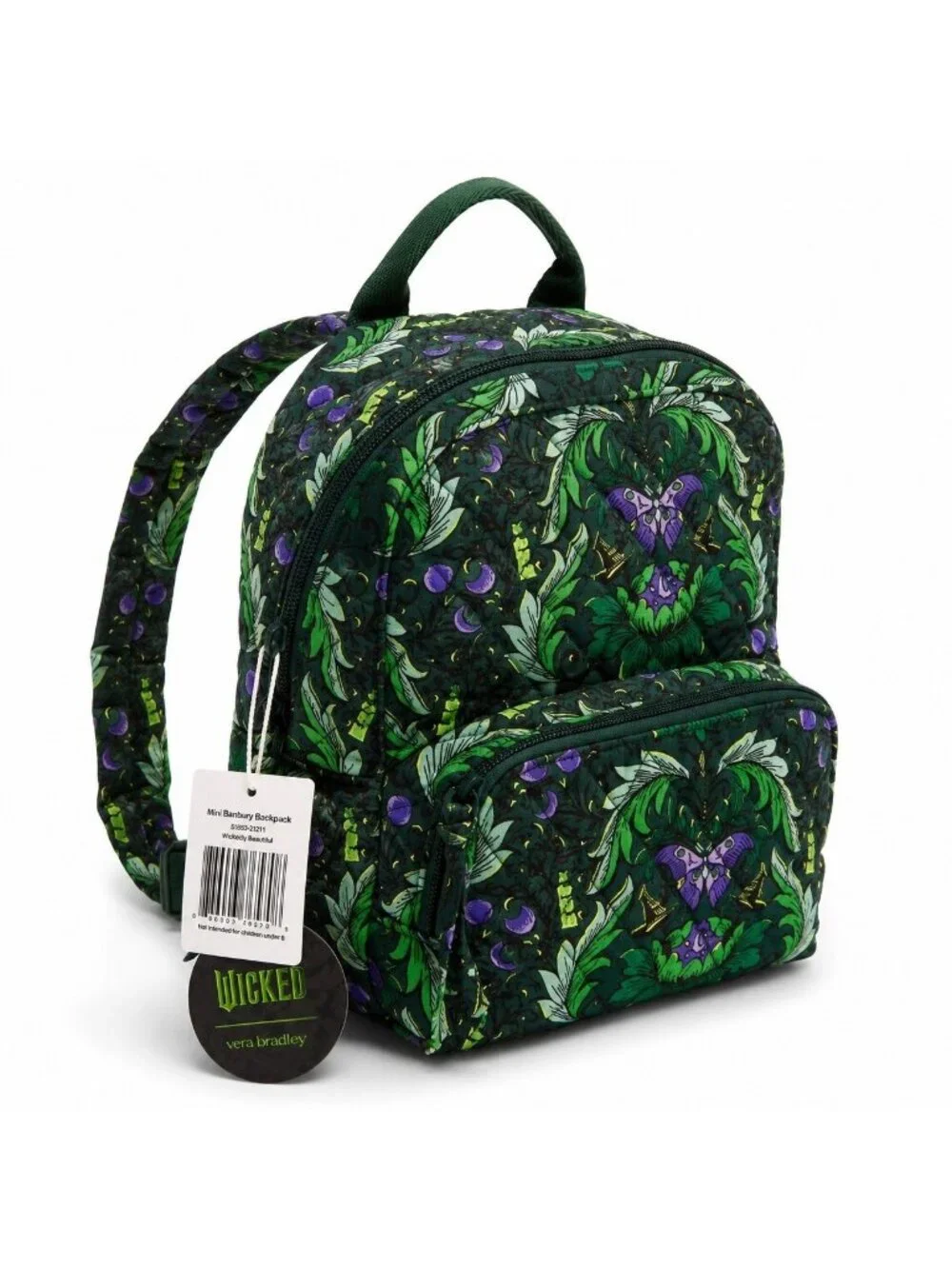New Vera Bradley Wicked Mini Banbury Backpack NWT Green Purple Quilted